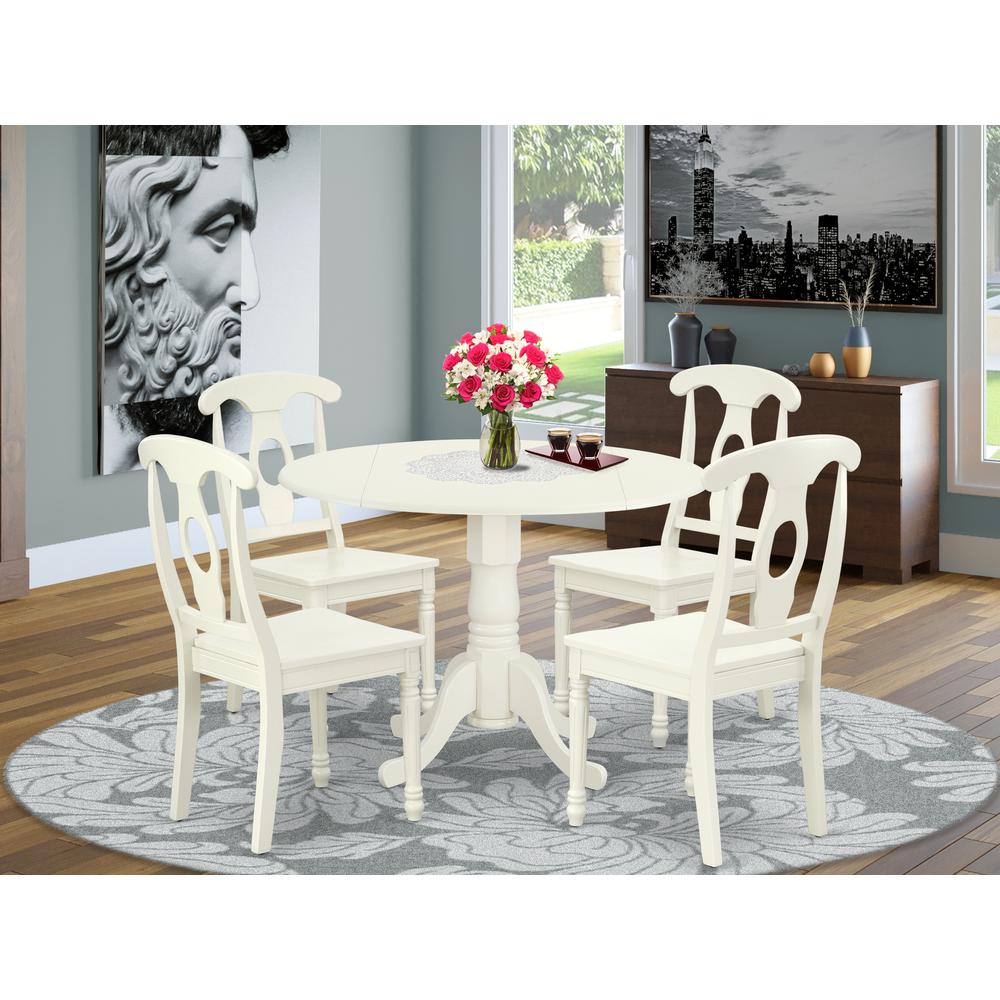 Dining Room Set Linen White, DLKE5-LWH-W. Picture 2