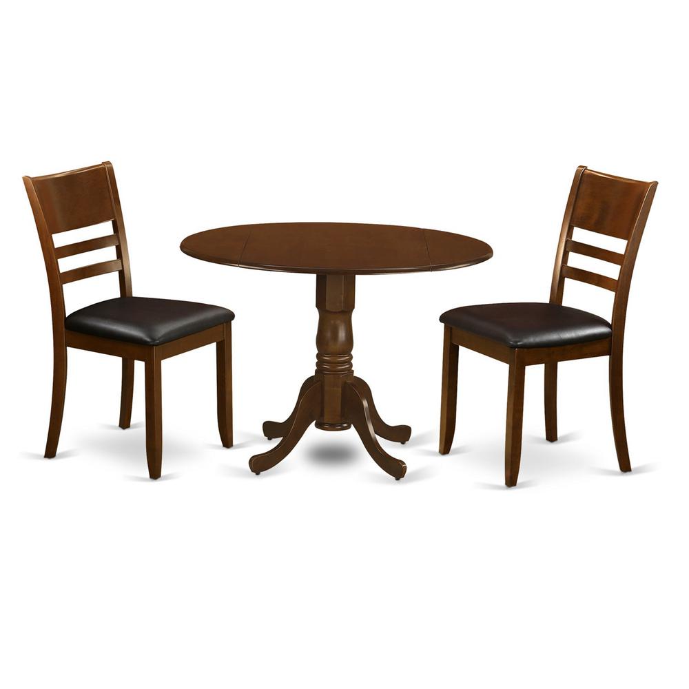 3  Pc  Dinette  Table  with  2  drop  leaves  and  2  Leather  Kitchen  Chairs. Picture 2