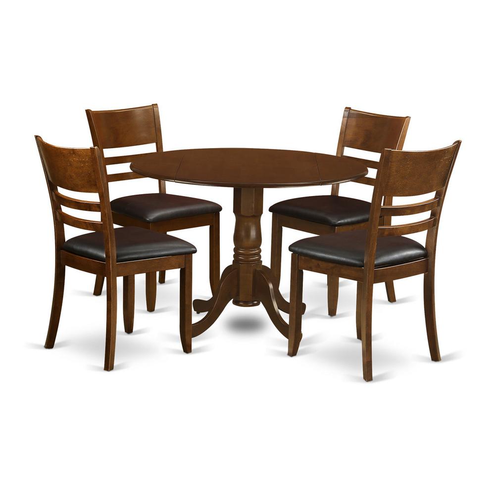 5  Pc  Dinette  Table  with  2drop-leaf  and  4  Leather  Kitchen  Chairs. Picture 1