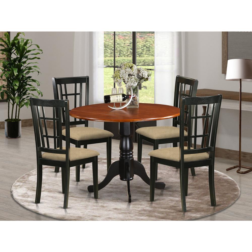 DLNI5-BCH-C 5 PC Kitchen Table set-Dining Table and 4 Wood Kitchen Chairs. Picture 4