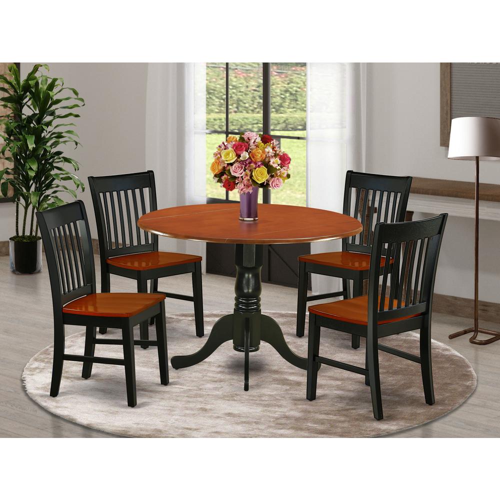 Dining Room Set Black & Cherry, DLNO5-BCH-W. Picture 2
