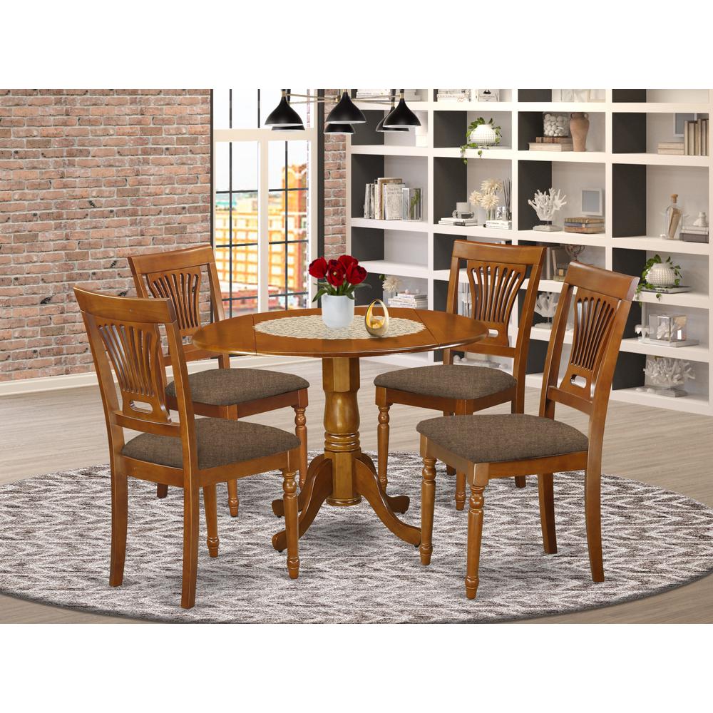 DLPL5-SBR-C 5 PC Kitchen nook Dining set-round Table plus 4 dinette Chairs. Picture 2