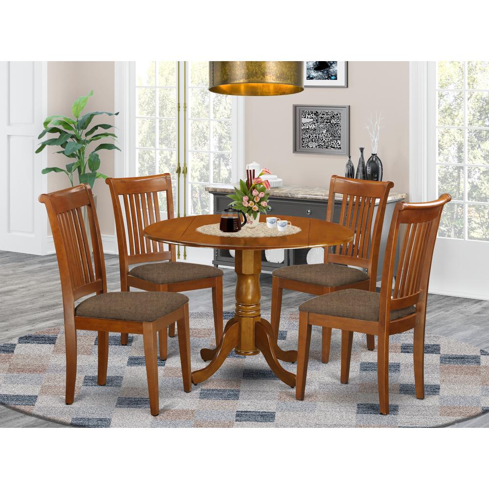 DLPO5-SBR-C 5 PC Kitchen Table set-small Kitchen Table-plus 4 dinette Chairs. Picture 2