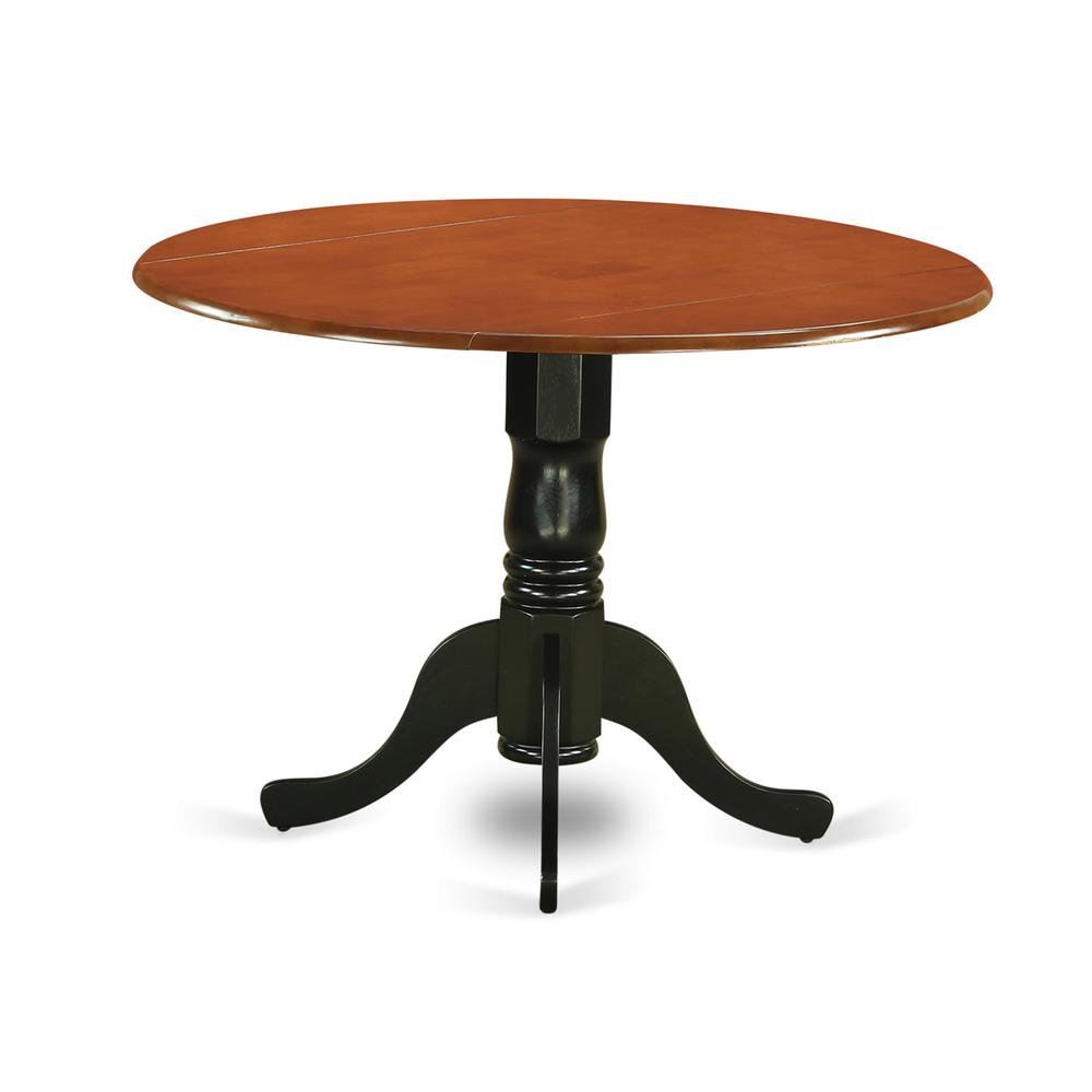 Dublin  Round  Table  with  two  9"  Drop  Leaves  in  Black  and  Cherry  Finish. Picture 1