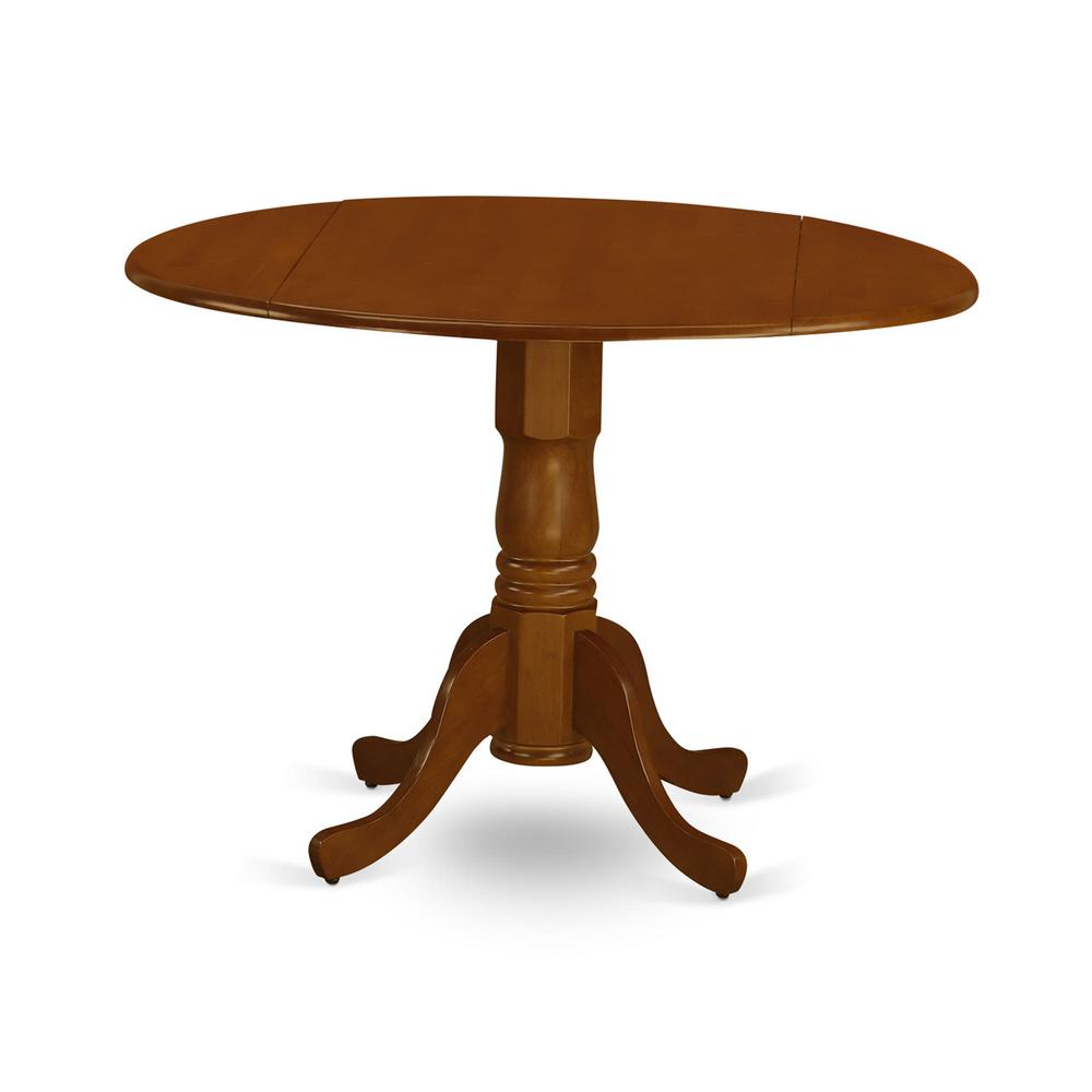 Dublin  Round  Table  with  two  9"  Drop  Leaves  in  Saddle  Brown  Finish. Picture 1