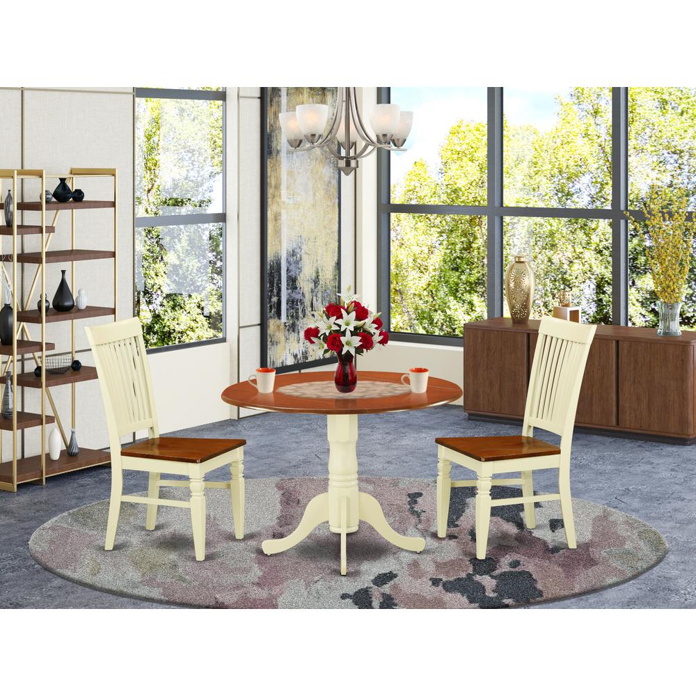 Dining Room Set Buttermilk & Cherry, DLWE3-BMK-W. Picture 2