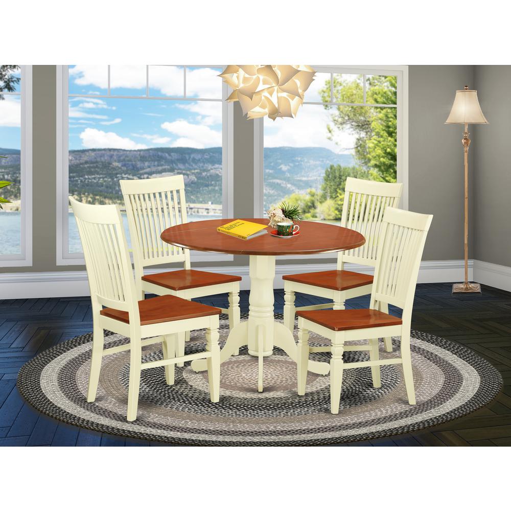 Dining Room Set Buttermilk & Cherry, DLWE5-BMK-W. Picture 2
