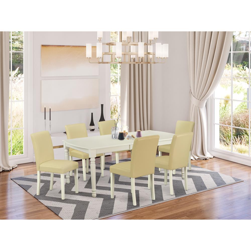 Dining Room Set Linen White, DOAB7-LWH-64. Picture 2