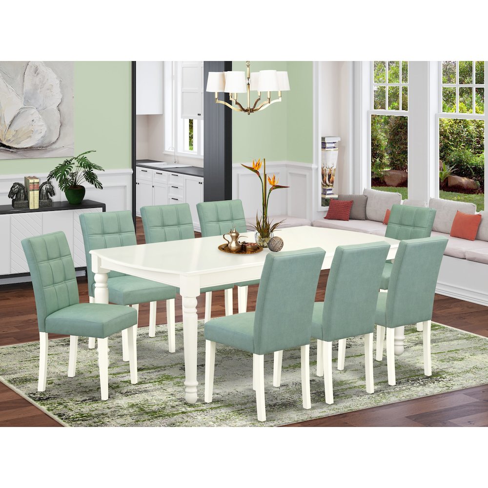 9 Piece Mid Century Modern Dining Table Set consists A Wooden Dining Table. Picture 2