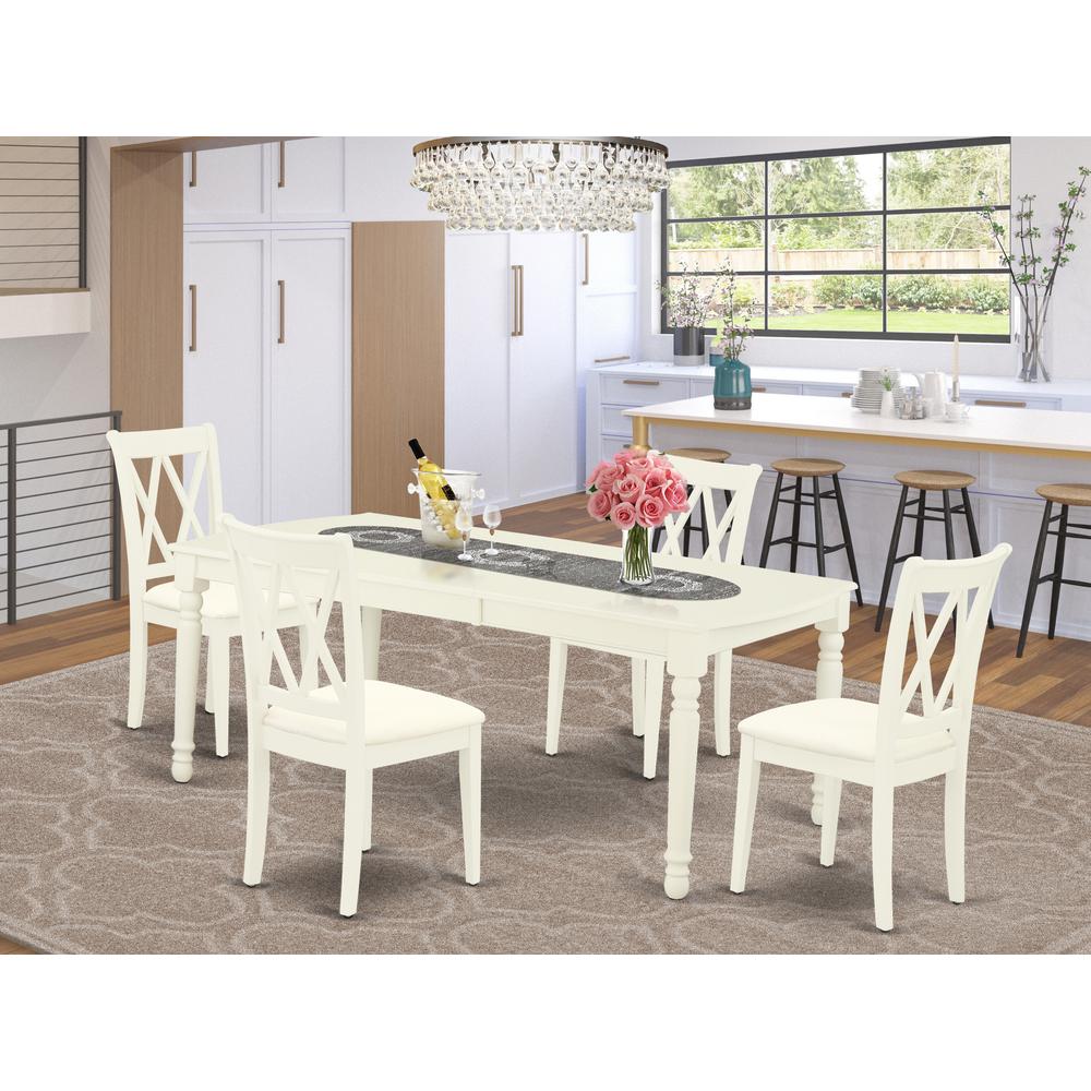 Dining Room Set Linen White, DOCL5-LWH-C. Picture 2