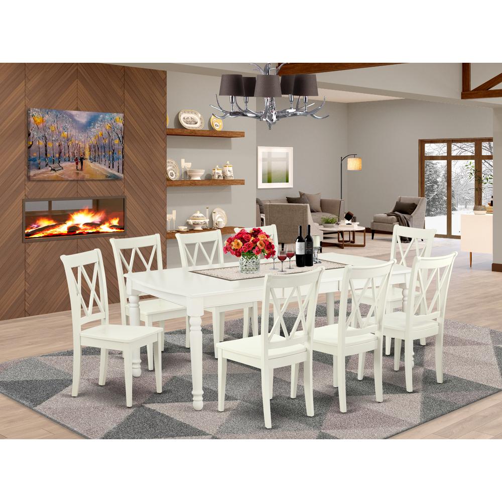 Dining Room Set Linen White, DOCL9-LWH-W. Picture 2