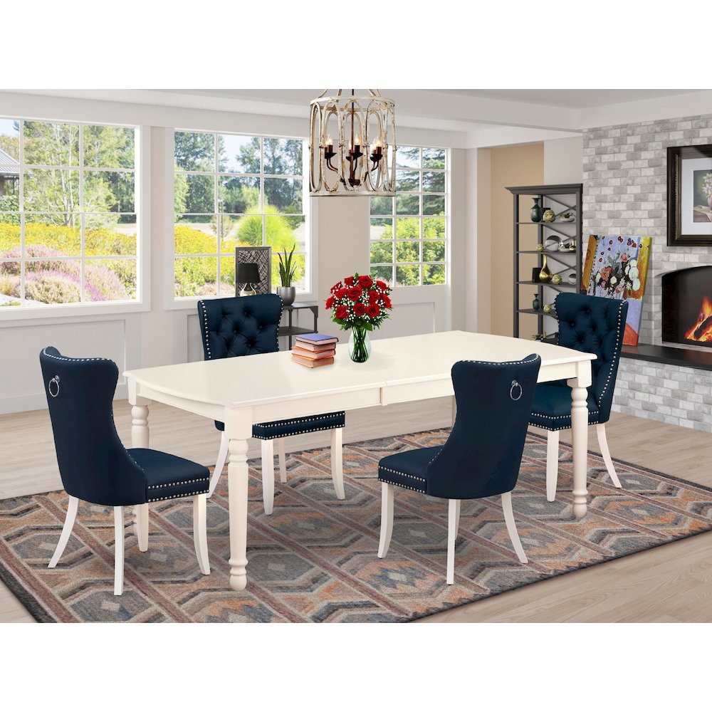 5 Piece Kitchen Set Consists of a Rectangle Dining Table with Butterfly Leaf. Picture 2
