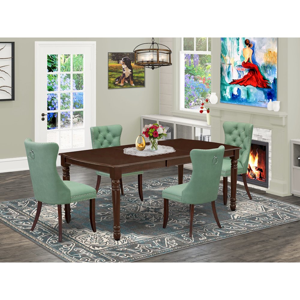 5 Piece Kitchen Set Consists of a Rectangle Dining Table with Butterfly Leaf. Picture 2