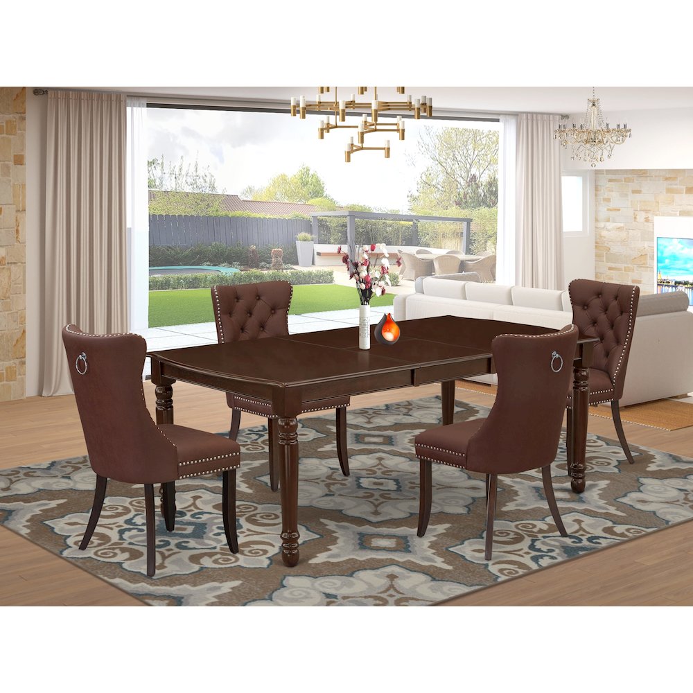 5 Piece Dinette Set Consists of a Rectangle Dining Table with Butterfly Leaf. Picture 2