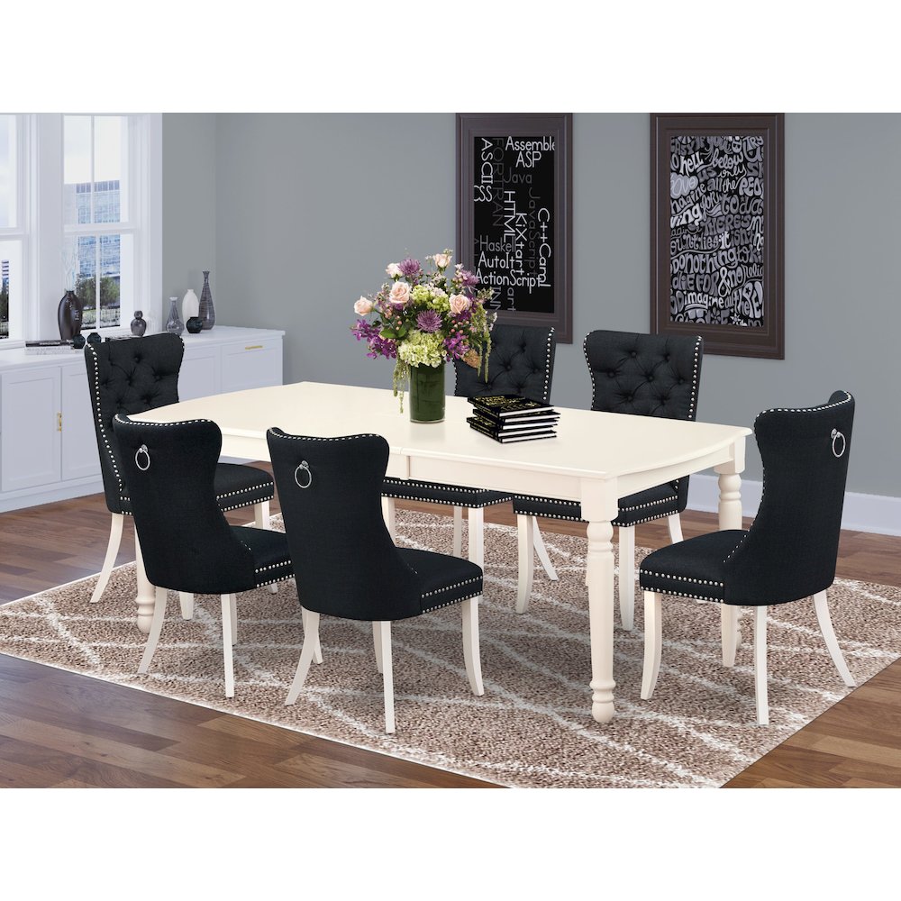 7 Piece Dining Set Consists of a Rectangle Kitchen Table with Butterfly Leaf. Picture 2
