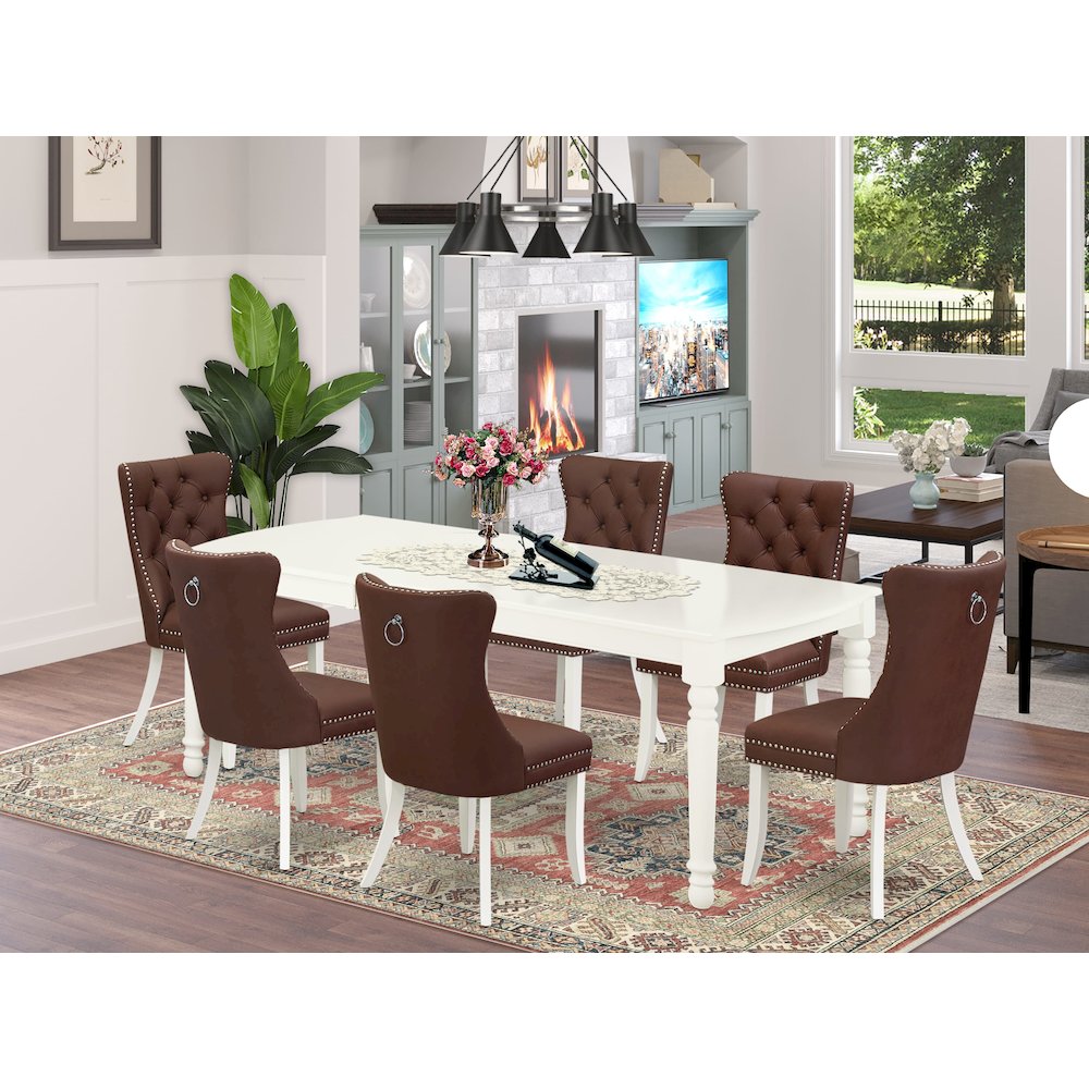 7 Piece Dining Room Table Set Contains a Rectangle Dining Table. Picture 2