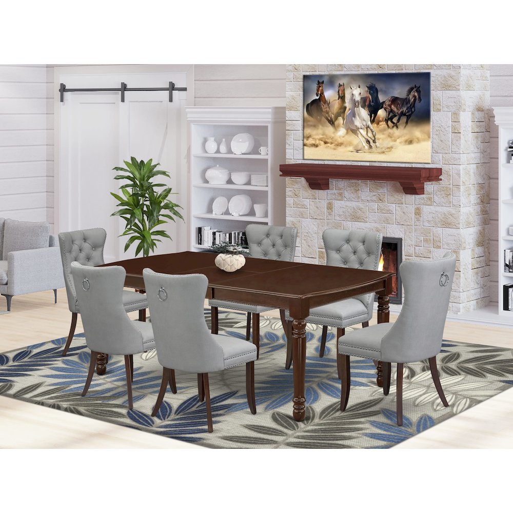 7 Piece Dining Set Consists of a Rectangle Kitchen Table with Butterfly Leaf. Picture 2