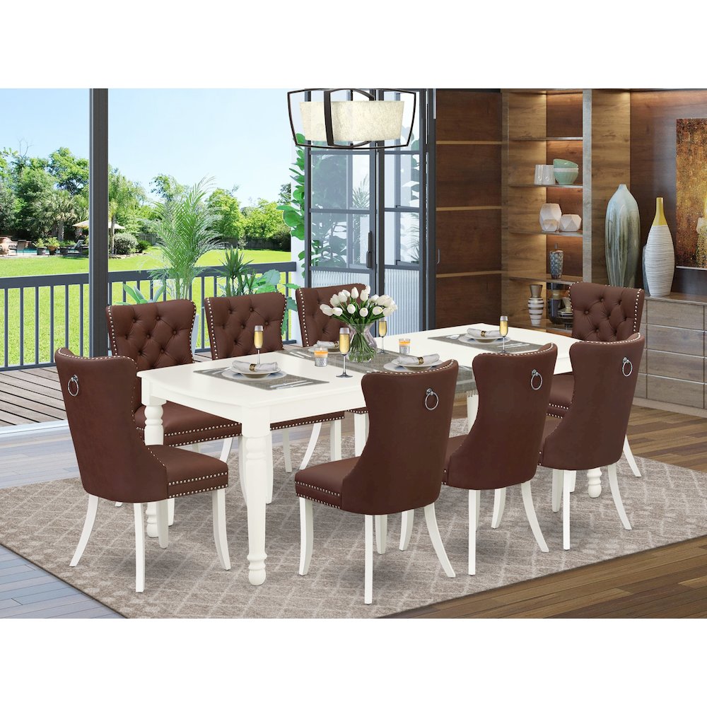9 Piece Modern Dining Table Set Consists of a Rectangle Kitchen Table. Picture 2