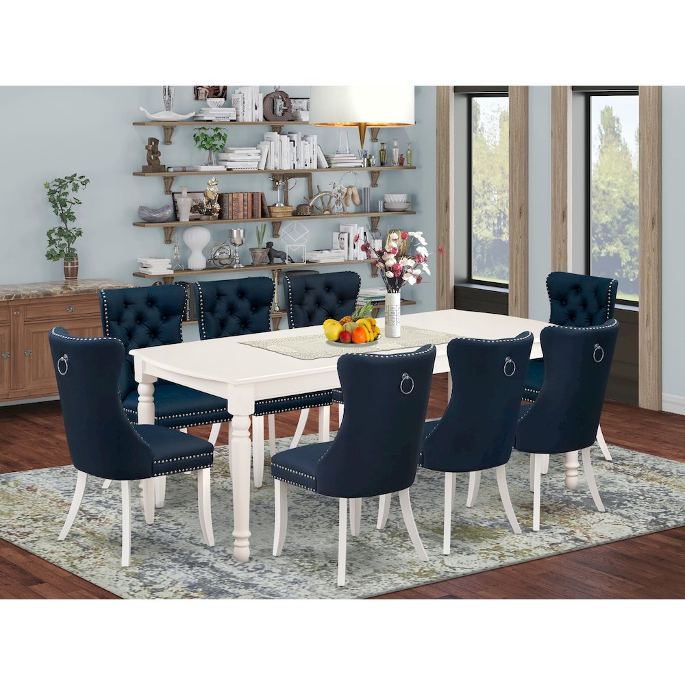 9 Piece Dining Set Consists of a Rectangle Kitchen Table with Butterfly Leaf. Picture 2