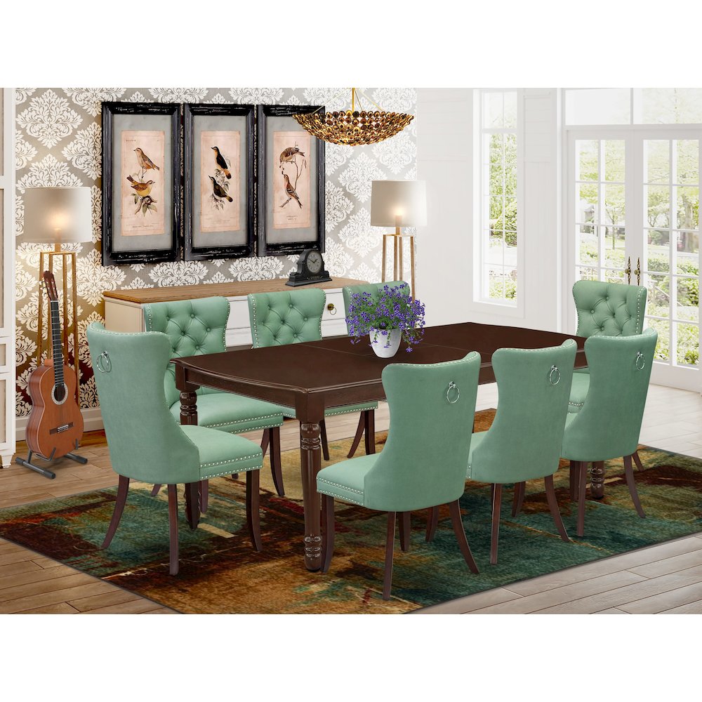 9 Piece Dining Set Consists of a Rectangle Kitchen Table with Butterfly Leaf. Picture 2