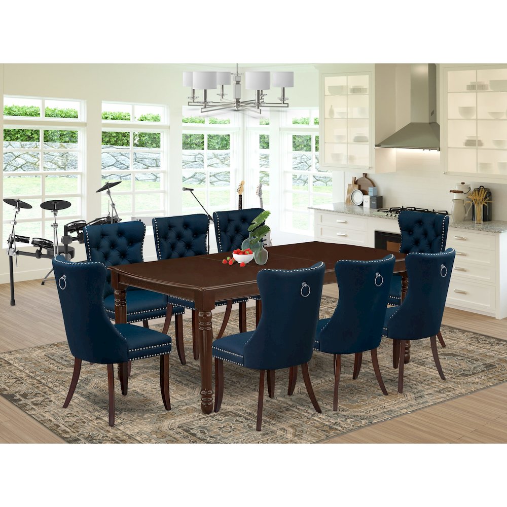 9 Piece Dining Set Contains a Rectangle Kitchen Table with Butterfly Leaf. Picture 2