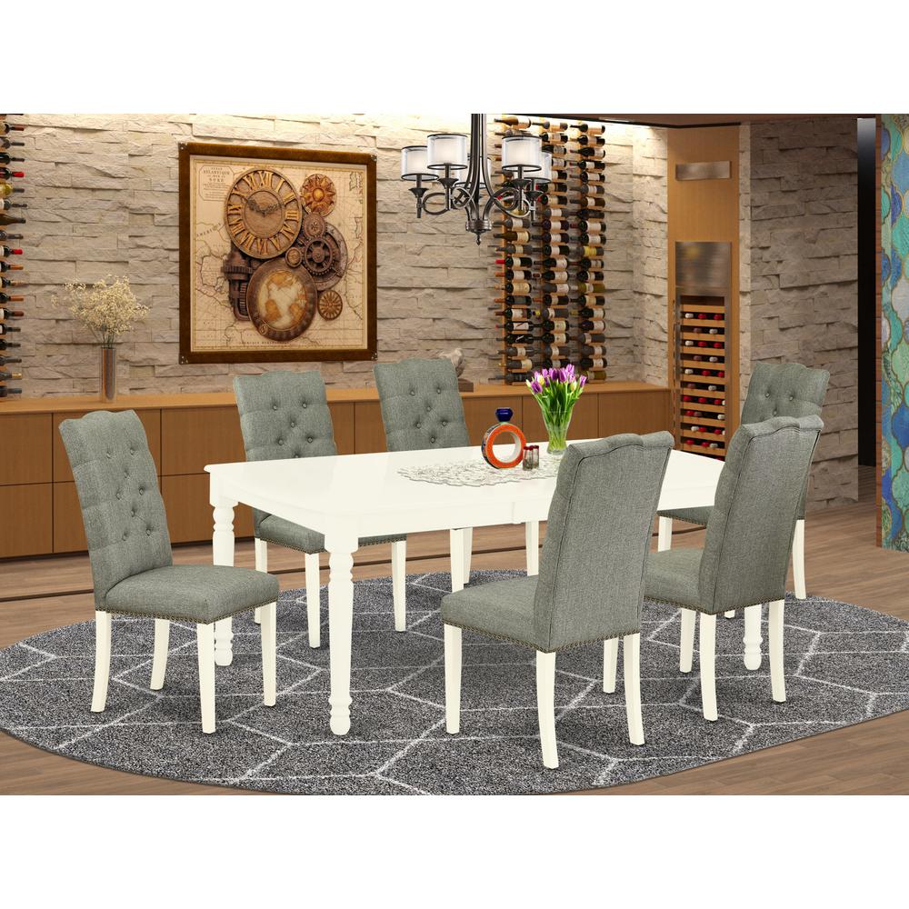 Dining Room Set Linen White, DOEL7-LWH-07. Picture 2