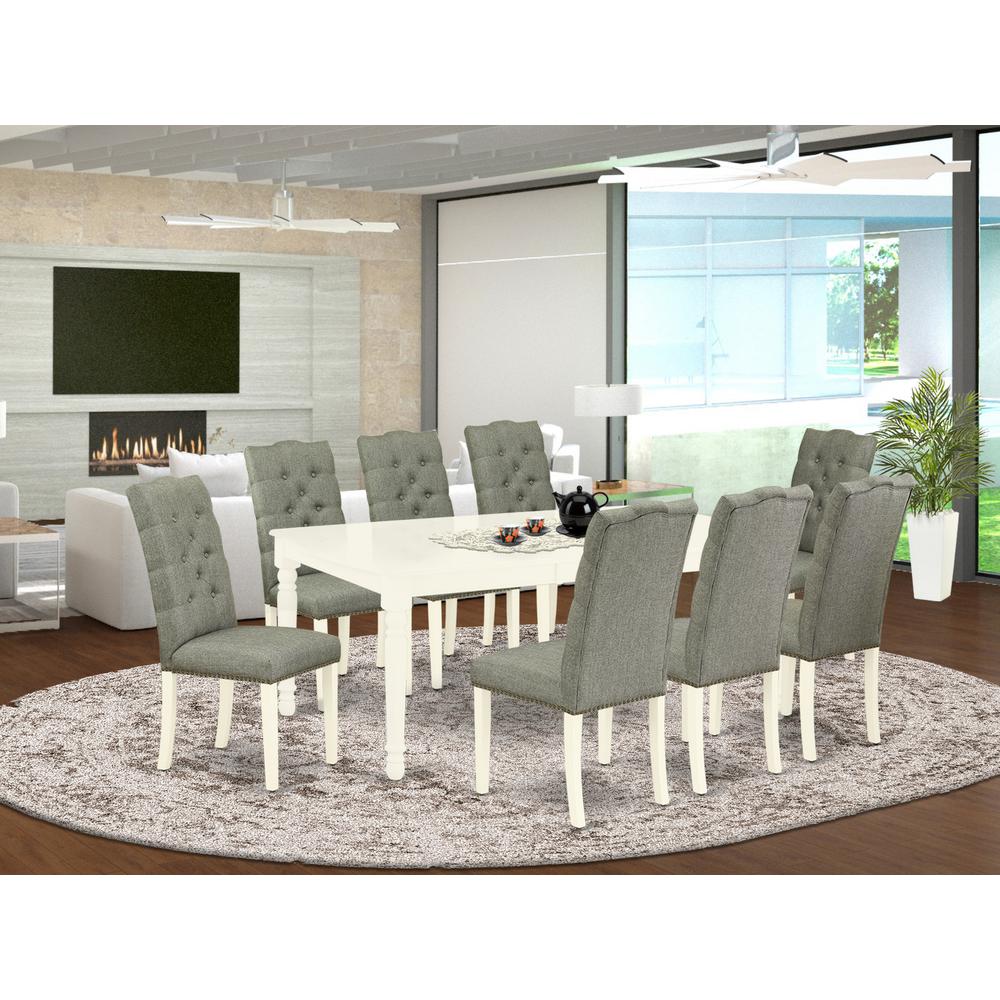 Dining Room Set Linen White, DOEL9-LWH-07. Picture 2