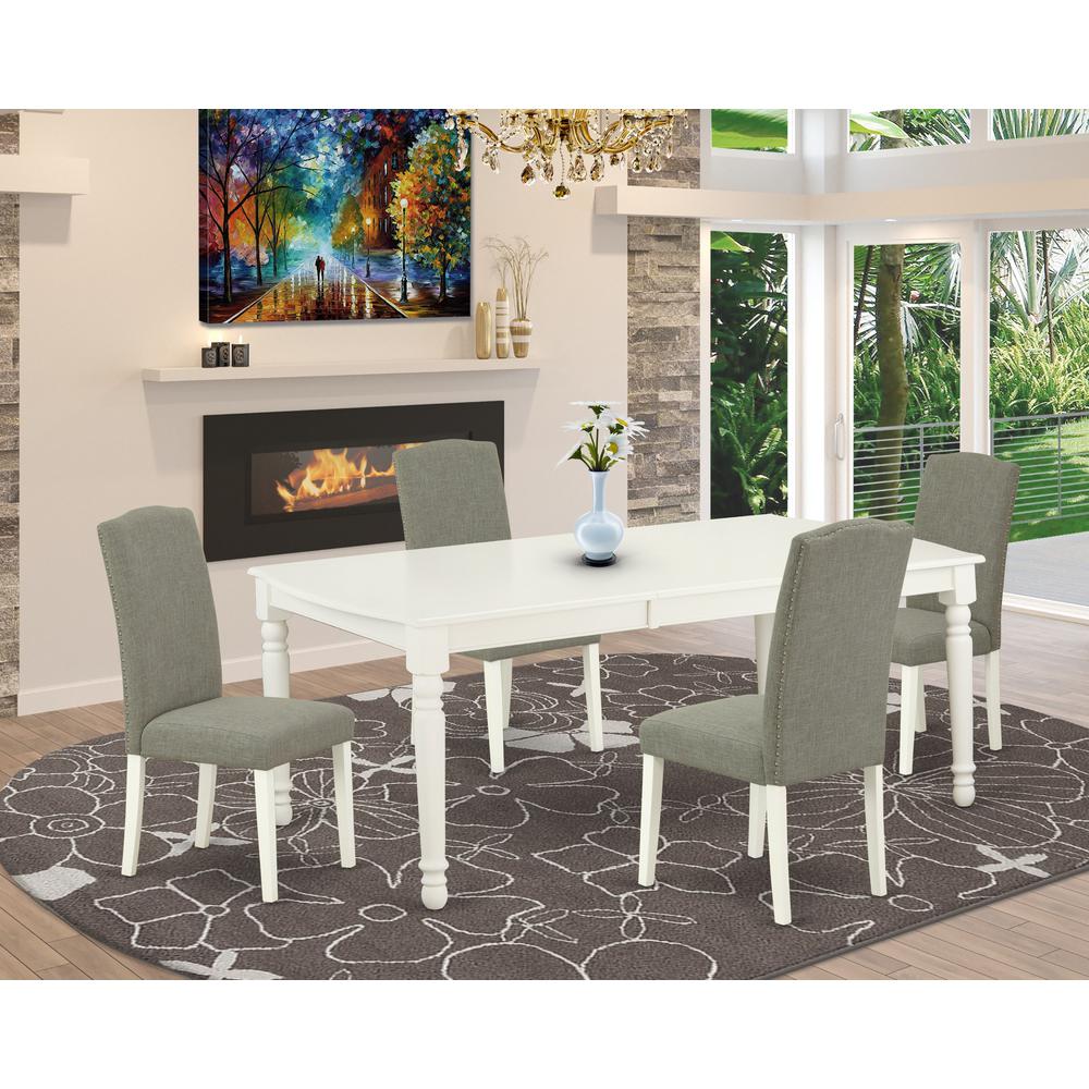 Dining Room Set Linen White, DOEN5-LWH-06. Picture 2