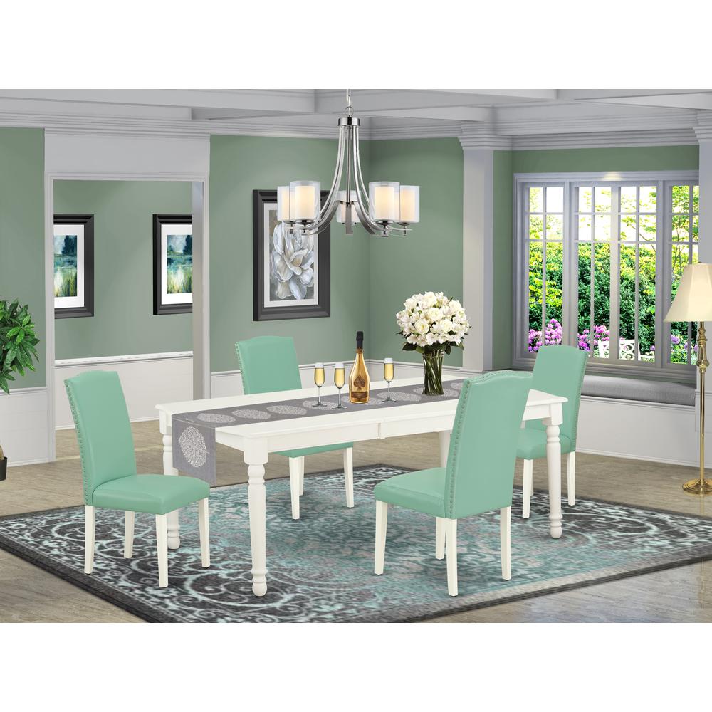 Dining Room Set Linen White, DOEN5-LWH-57. Picture 2