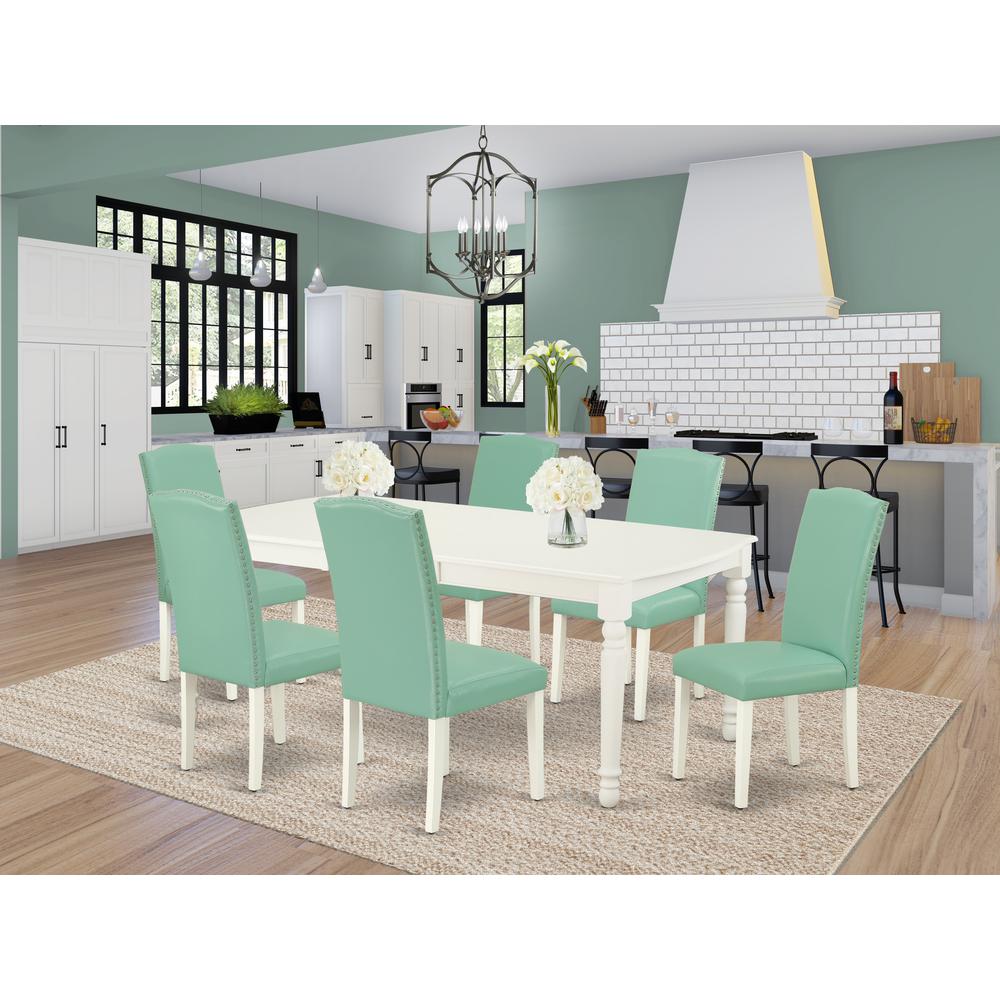 Dining Room Set Linen White, DOEN7-LWH-57. Picture 2