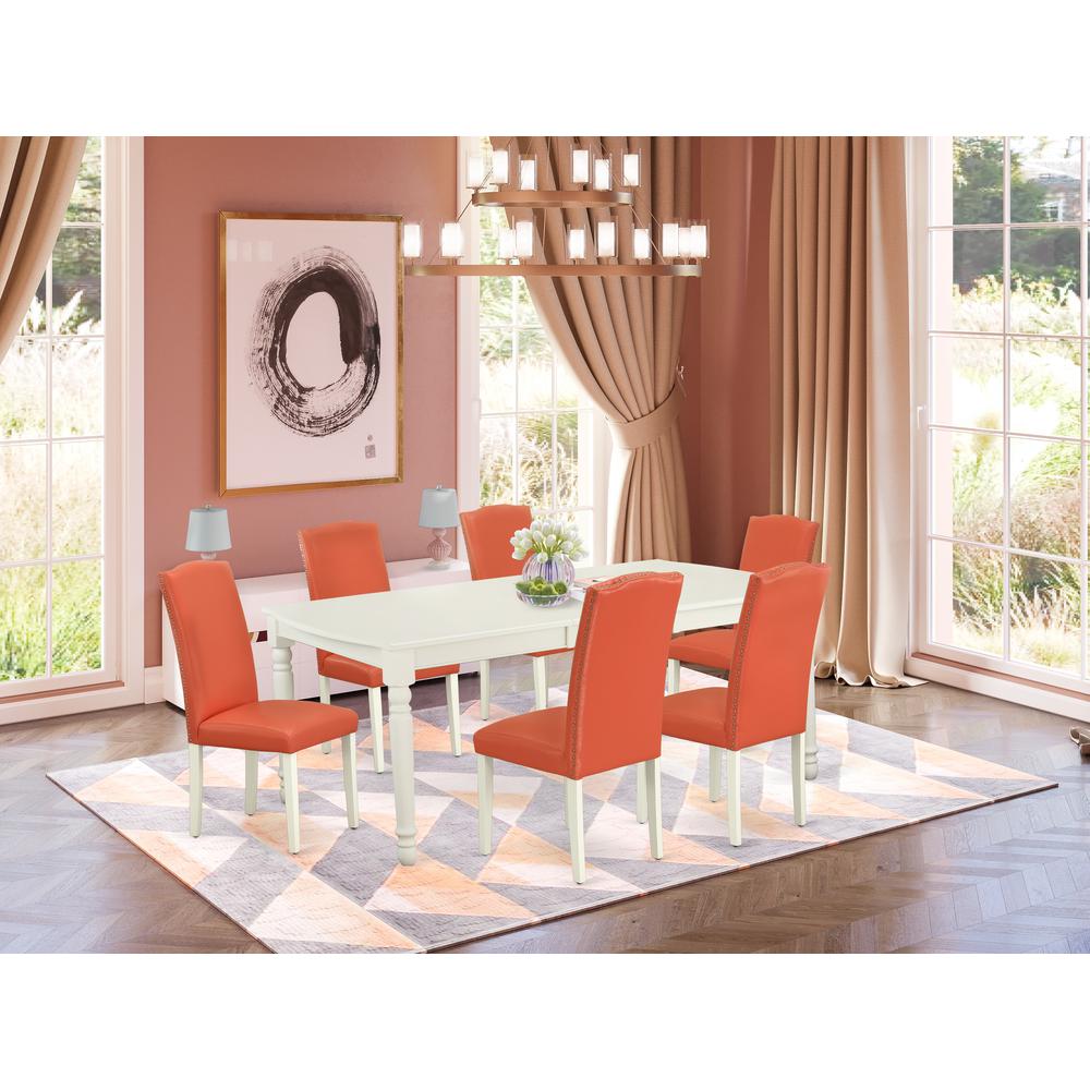 Dining Room Set Linen White, DOEN7-LWH-78. Picture 2