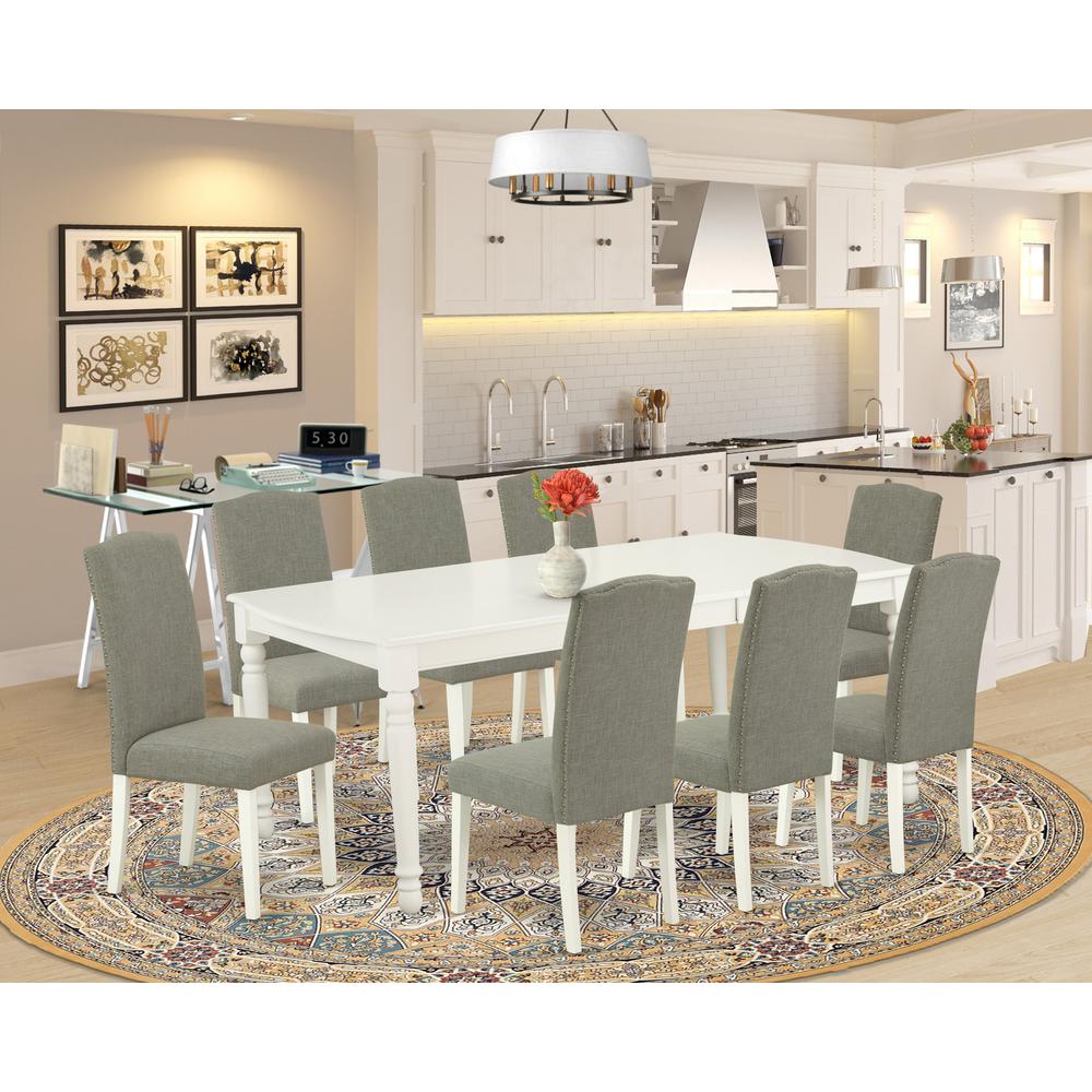 Dining Room Set Linen White, DOEN9-LWH-06. Picture 2