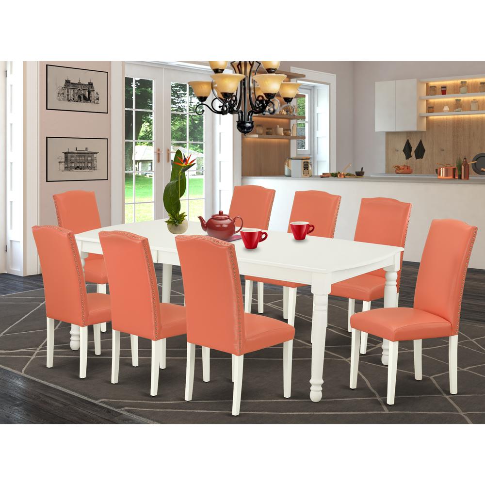 Dining Room Set Linen White, DOEN9-LWH-78. Picture 2