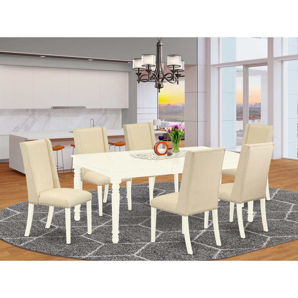 Dining Room Set Linen White, DOFL7-LWH-01. Picture 2