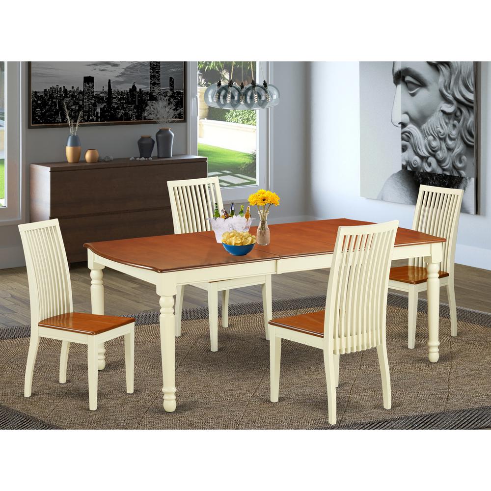 Dining Room Set Buttermilk & Cherry, DOIP5-BMK-W. Picture 2