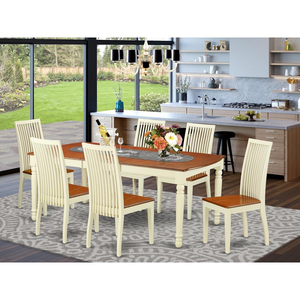 Dining Room Set Buttermilk & Cherry, DOIP7-BMK-W. Picture 2