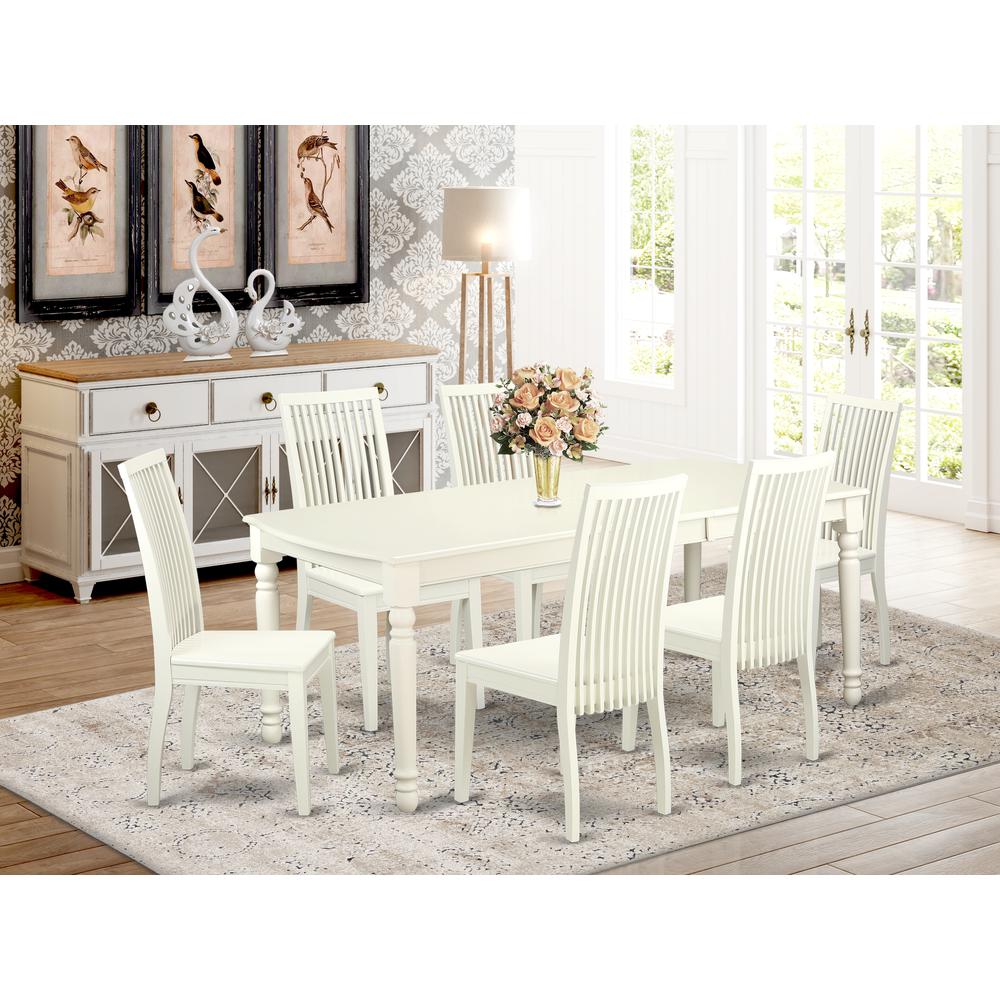 Dining Room Set Linen White, DOIP7-LWH-W. Picture 2