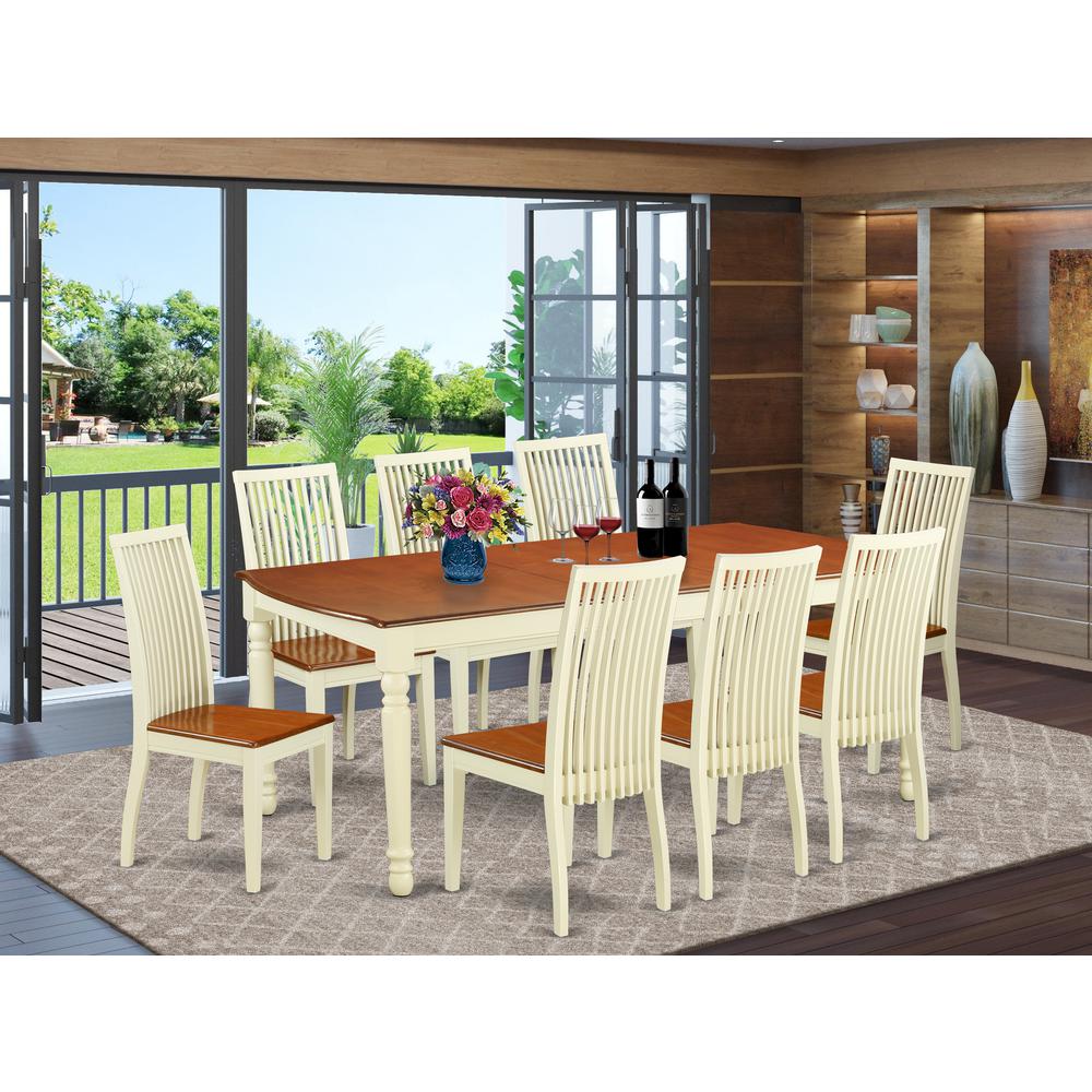 Dining Room Set Buttermilk & Cherry, DOIP9-BMK-W. Picture 2