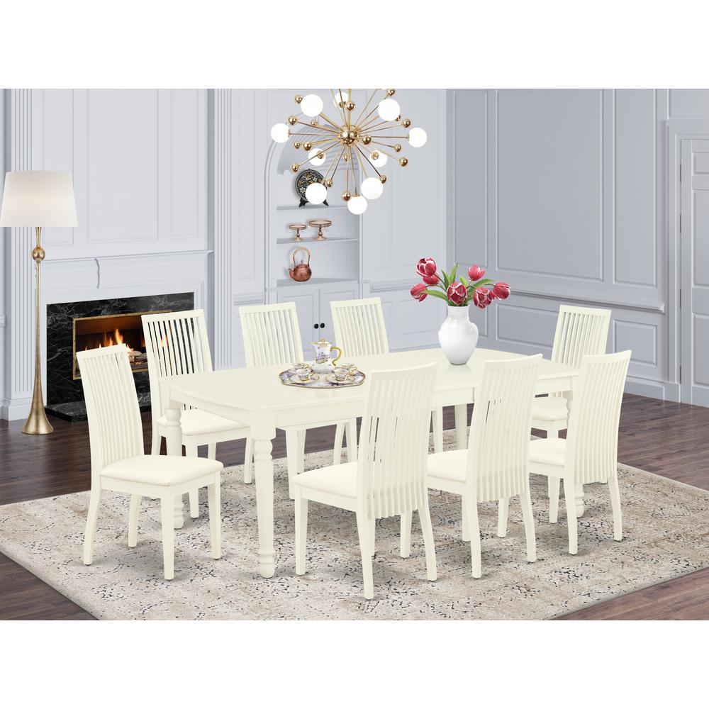 Dining Room Set Linen White, DOIP9-LWH-C. Picture 2