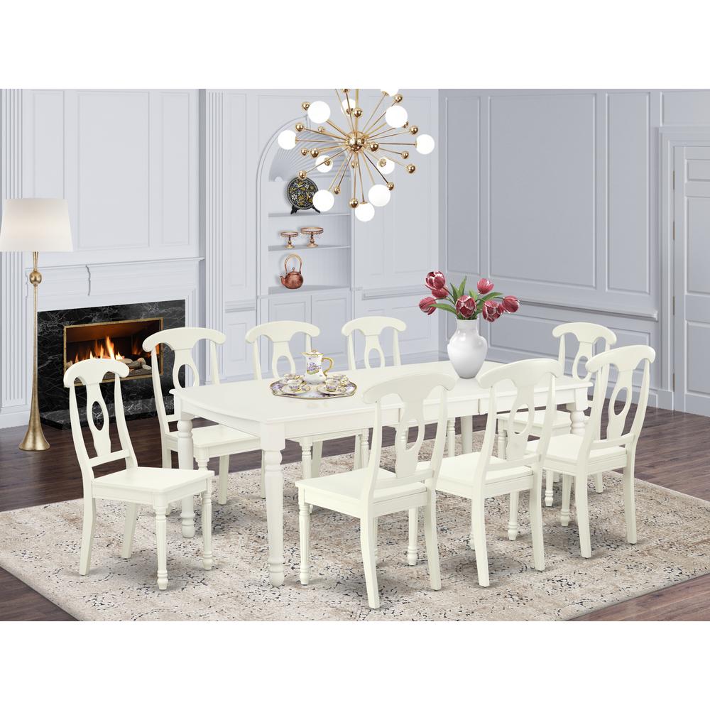 Dining Room Set Linen White, DOKE9-LWH-W. Picture 2