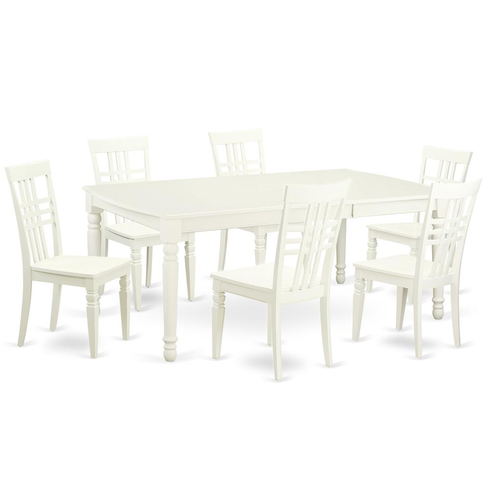 3  PcTable  and  chair  set  with  a  Dining  Table  and  6  Dining  Chairs  in  Linen  White. Picture 1