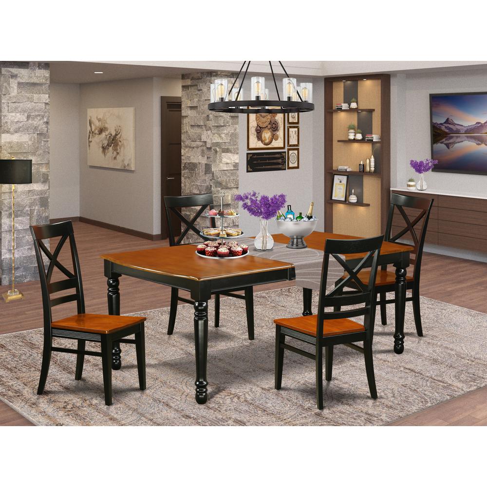 Dining Room Set Black & Cherry, DOQU5-BCH-W. Picture 2