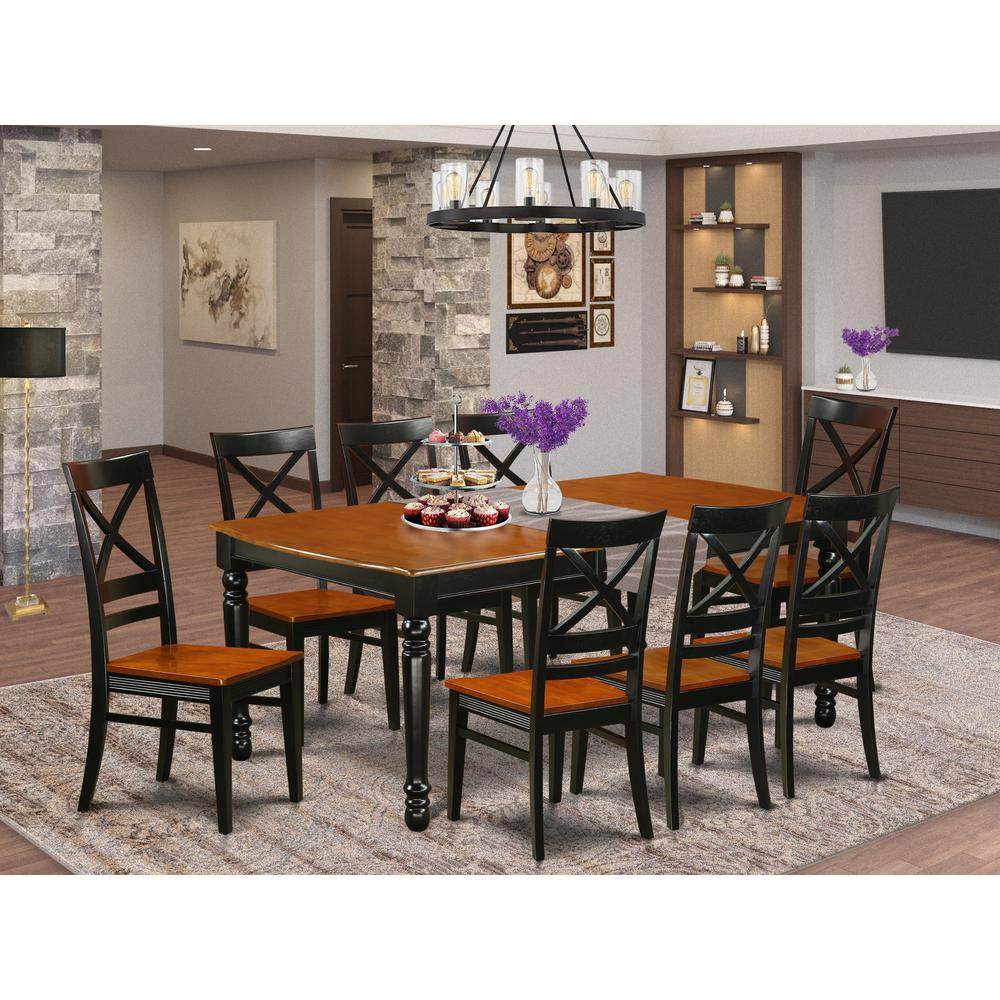Dining Room Set Black & Cherry, DOQU9-BCH-W. Picture 2