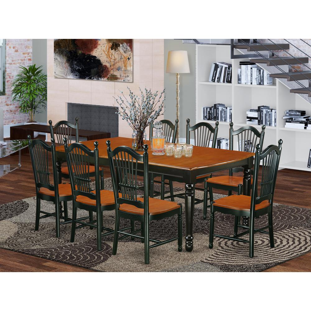 Dining Room Set Black & Cherry, DOVE9-BCH-W. Picture 2