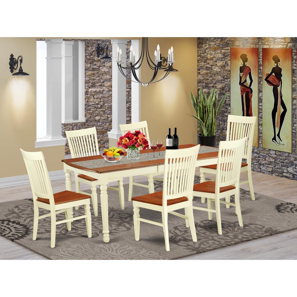 Dining Room Set Buttermilk & Cherry, DOWE7-BMK-W. Picture 2