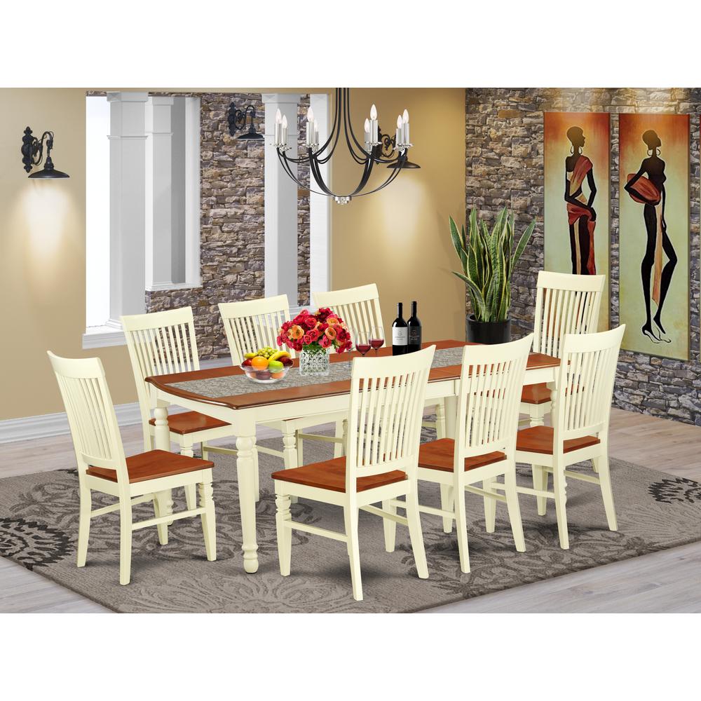 Dining Room Set Buttermilk & Cherry, DOWE9-BMK-W. Picture 2
