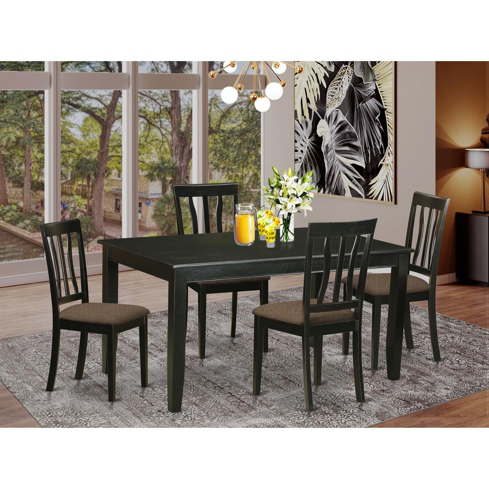 DUAN5-BLK-C 5 PC Table and chair set for 4-Dining Table and 4 Dining Chairs. Picture 2