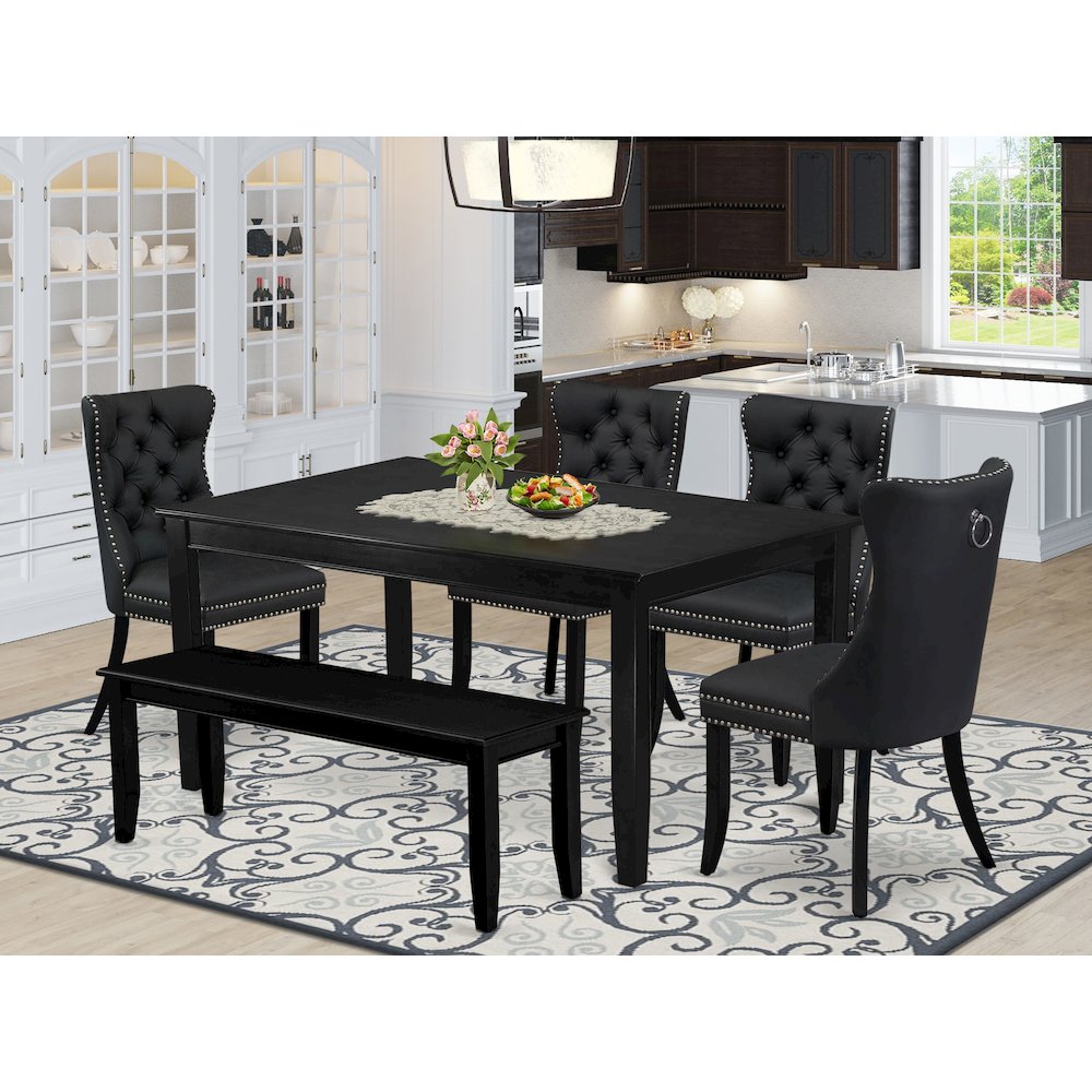 6 Piece Dining Table Set Contains a Rectangle Solid Wood Table. Picture 2
