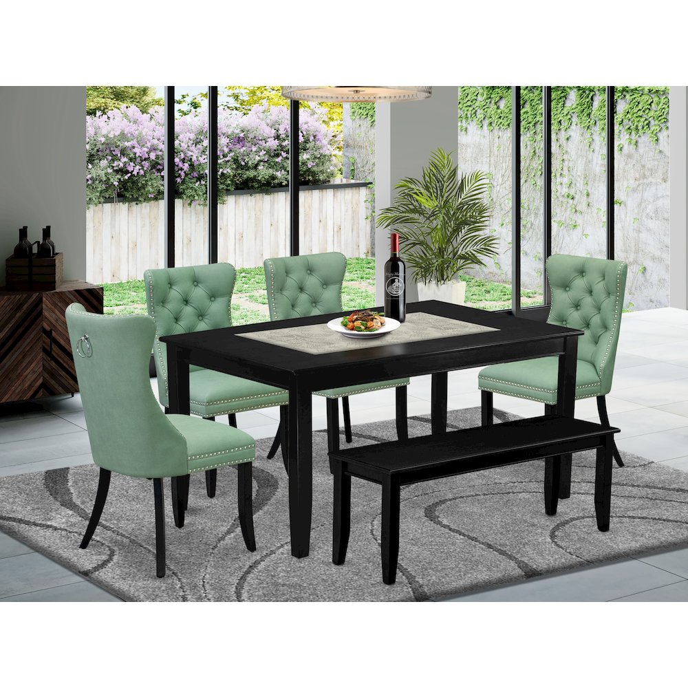 6 Piece Dining Room Set Consists of a Rectangle Solid Wood Table. Picture 2