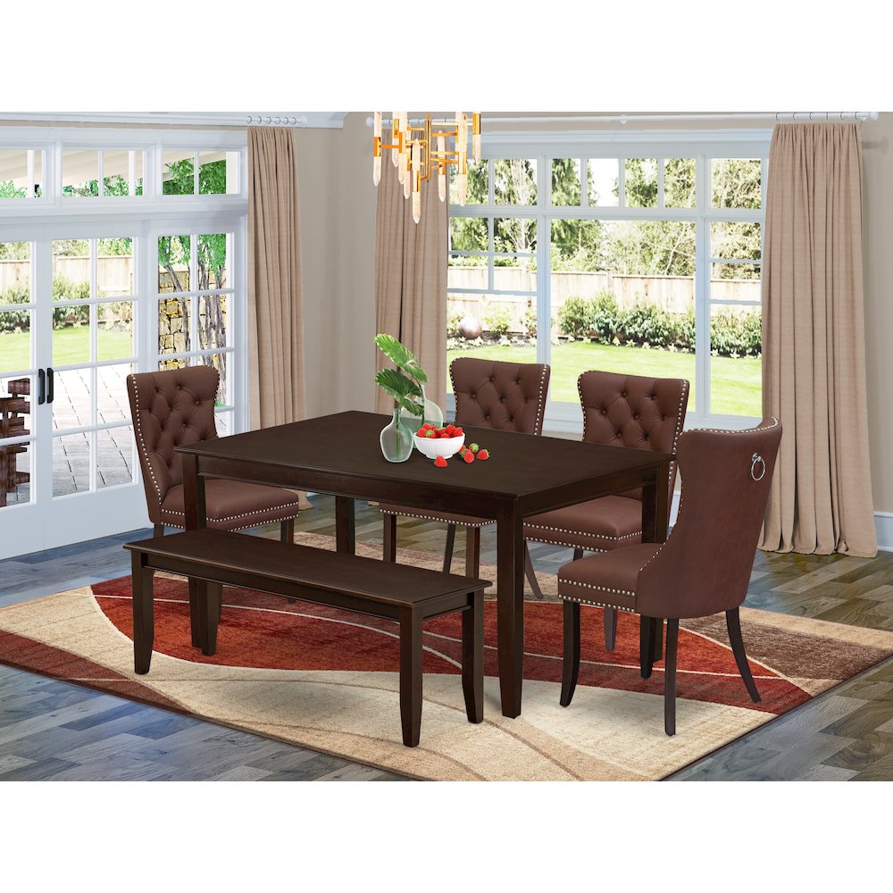 6 Piece Dining Room Set Consists of a Rectangle Solid Wood Table. Picture 2
